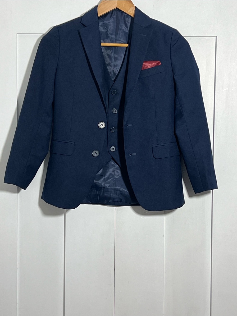 Boys Navy Suit Blazer & Vest Set Size 10